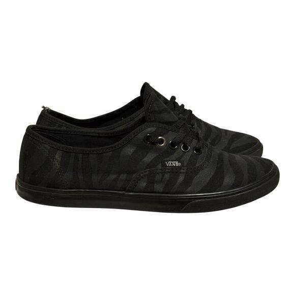 Vans Shoes - Vans Authentic Zebra Stripe Black Canvas Skate Shoes Women's 8 Triple Black